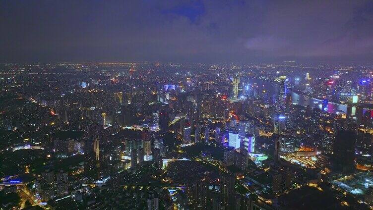 航拍上海城市夜景