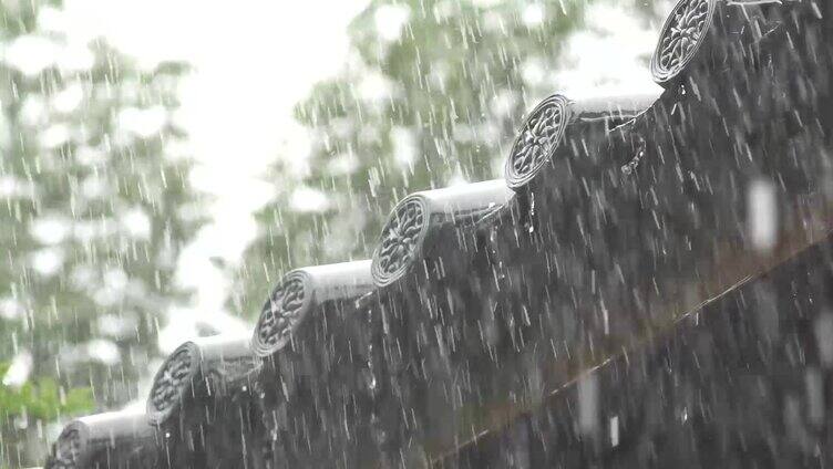 纳西族下雨屋檐空镜