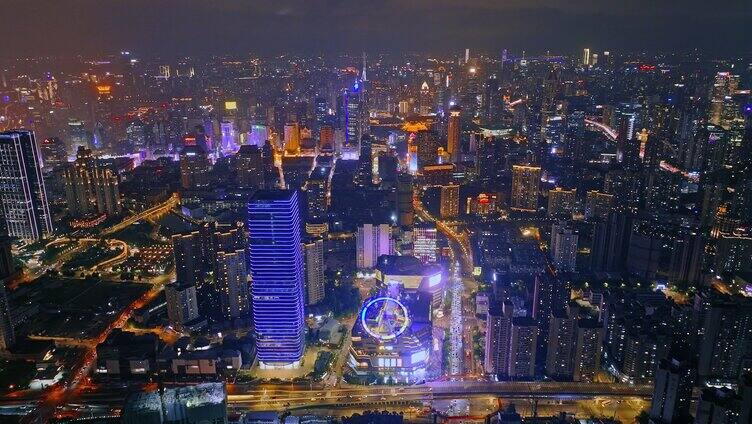 航拍上海城市夜景