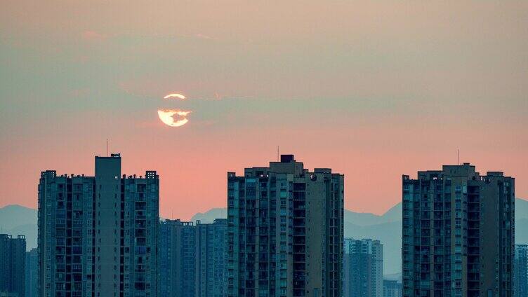 日出朝霞晚霞城市乡村