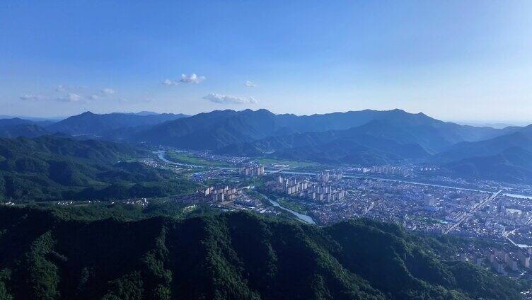 美丽乡村航拍夕阳美景