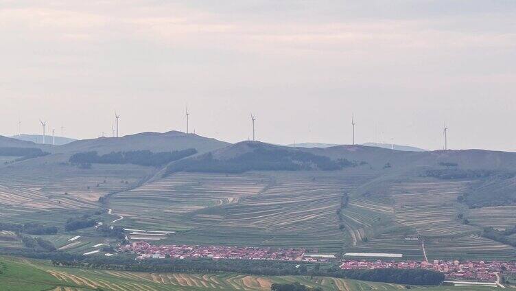 延时张家口坝上田野村落天空流云