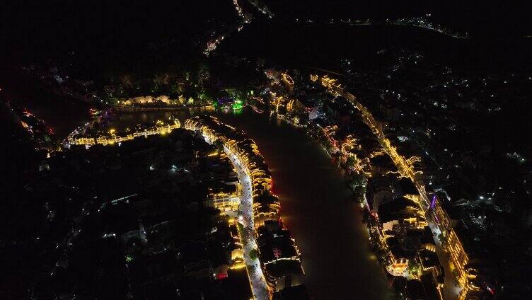 贵州镇远古镇航拍 夜景