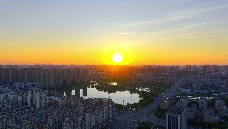 城市日出夕阳朝阳城市写意风光唯美