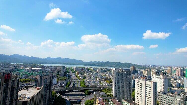 杭州定安路遥望西湖景区风景视频素材