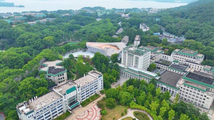 湖北武汉大学文理学部校区航拍校园珞珈山风