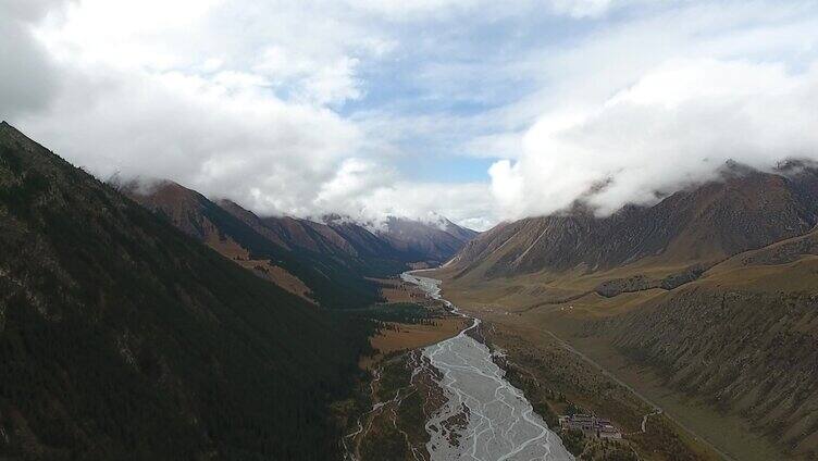 戈壁滩 山川航拍河流