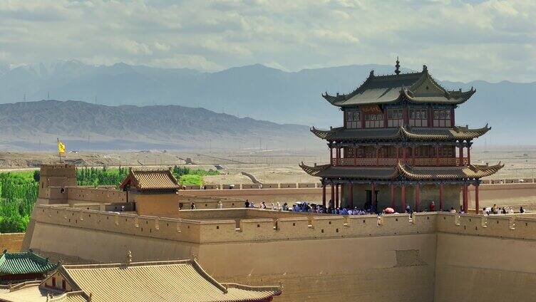 航拍嘉峪关城全景