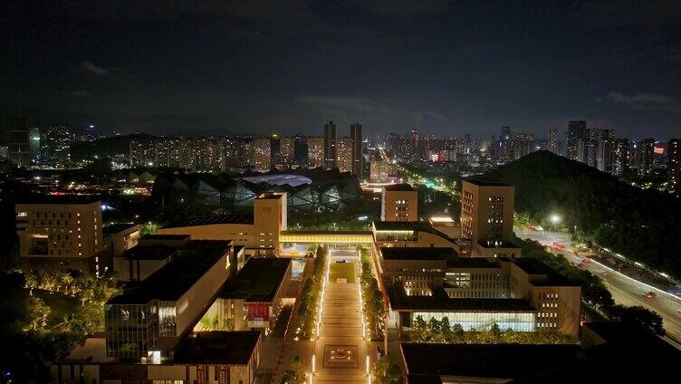 4K 深圳香港中文大学航拍夜景