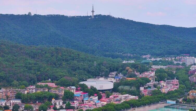 湖南长沙湘江江滩公园航拍橘子洲岳麓山风景