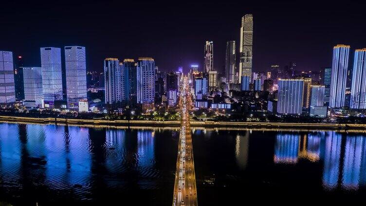 长沙城市夜景航拍延时