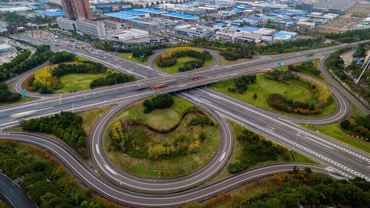 长沙立交桥城市建筑日转夜延时摄影