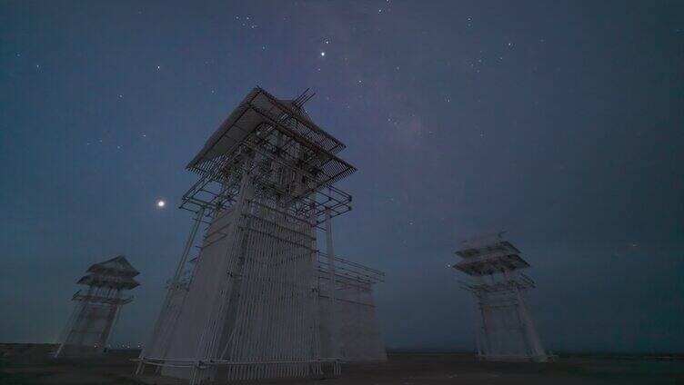 大西北无界大地之子日出星空延时摄影