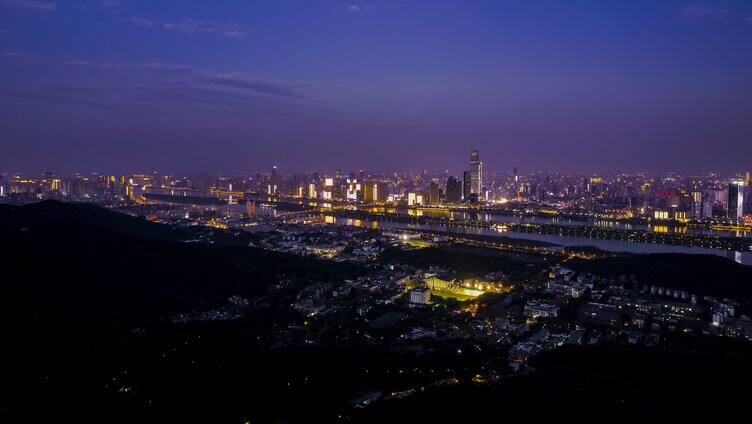 长沙城市夜景航拍延时