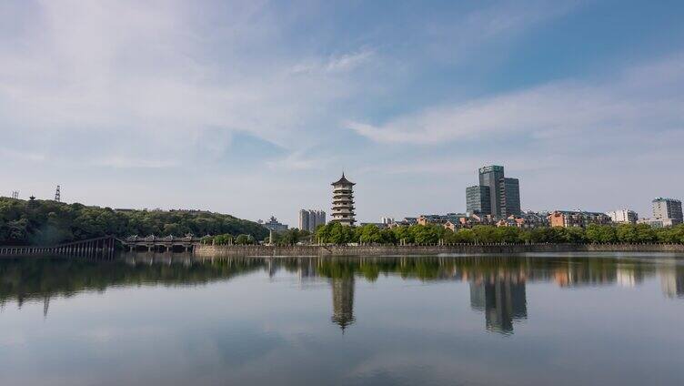 长沙烈士公园城市建筑风光日转夜延时摄影