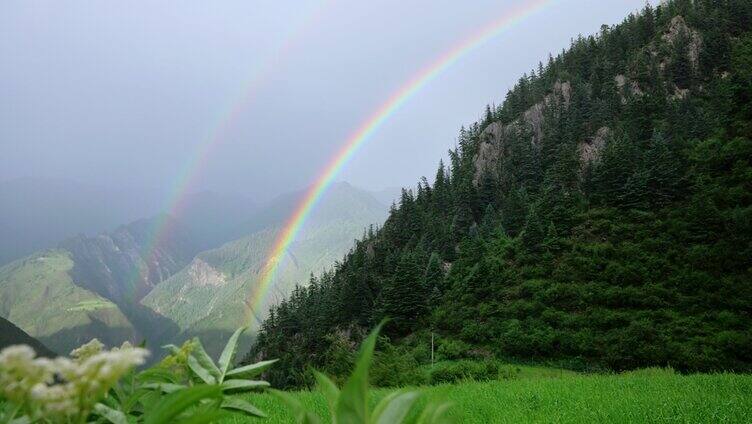 川西措卡湖雨后彩虹