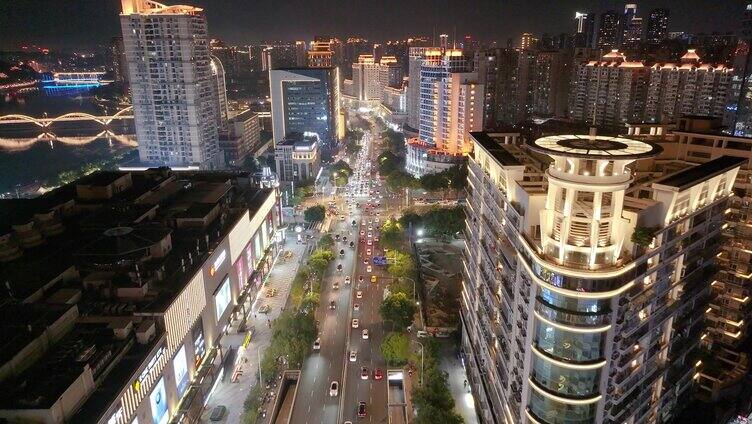 福州台江区解放大桥航拍夜晚夜景车流交通闽