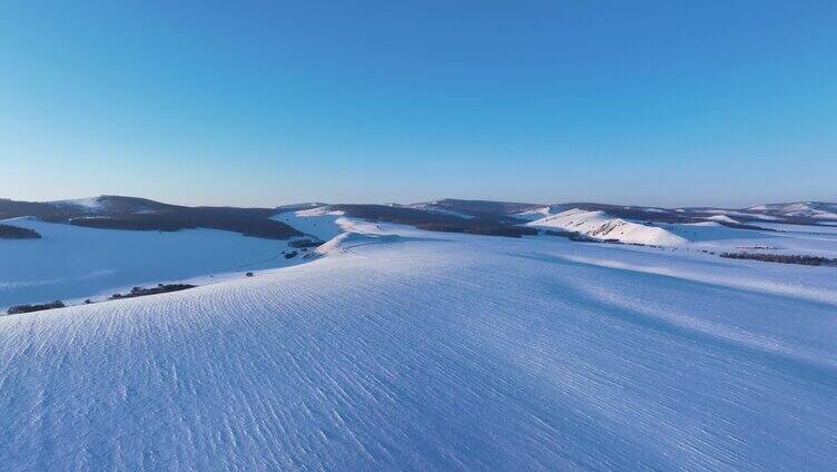 航拍内蒙古冬季丘陵雪原风光