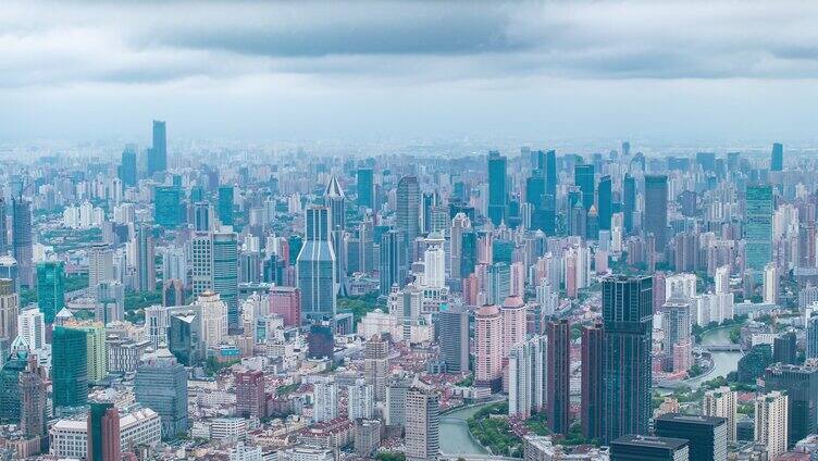 上海台风暴风雨来临前黑云压城航拍延时