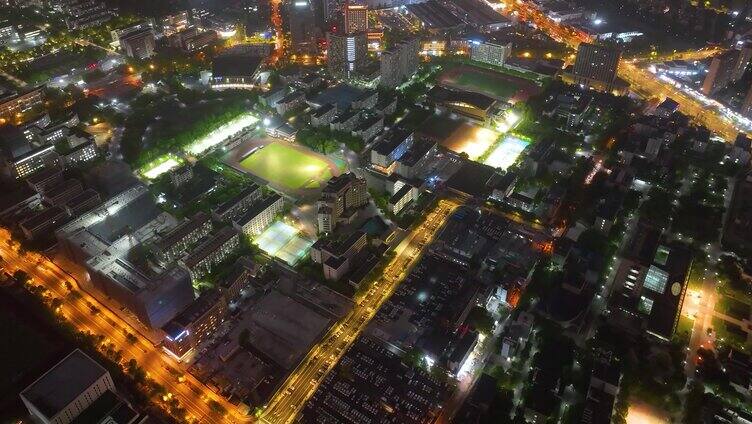 城市市区夜晚夜景航拍延时素材