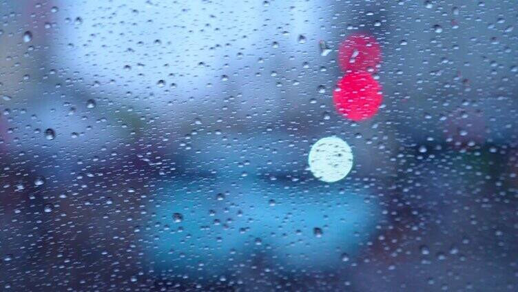 窗户下雨雨滴素材