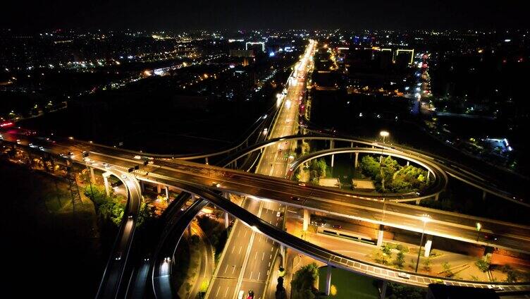 城市立交桥高架桥夜景汽车车流视频素材