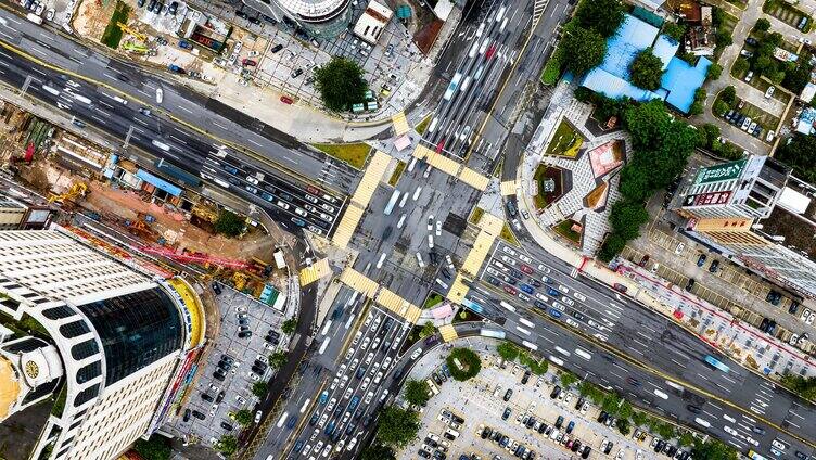 广东东莞城市道路交通航拍延时