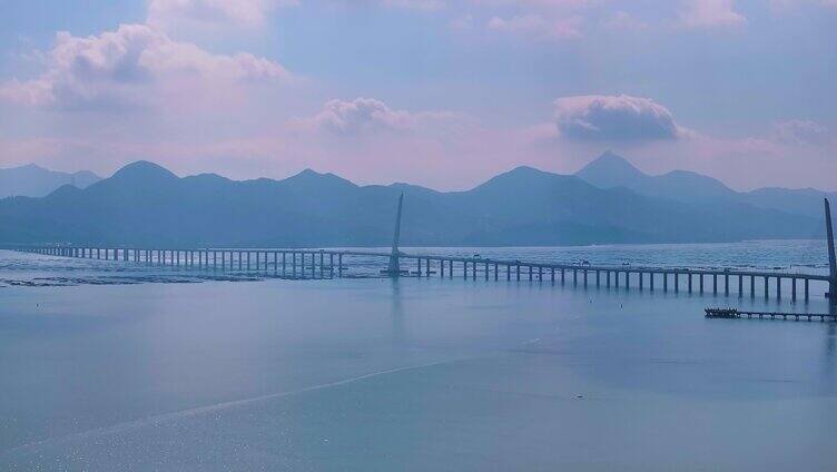 深圳湾大桥南山区航拍公路风景风光