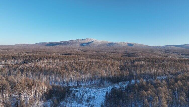 大兴安岭冬季山川森林雪景