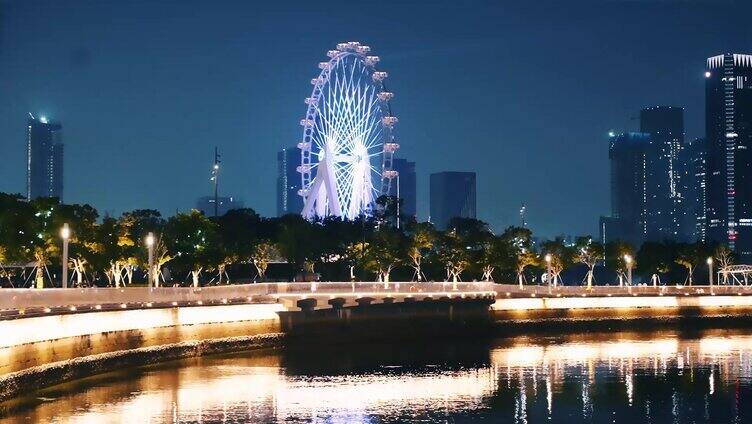 深圳欢乐港湾海边夜景摩天轮