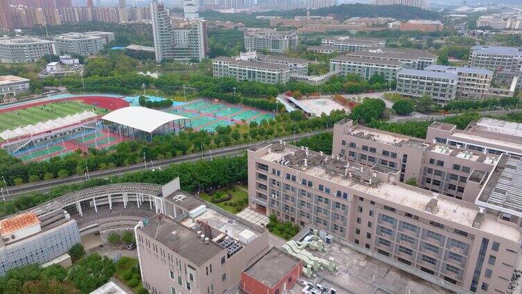 福州福建江夏学院大学城校区航拍校园风景