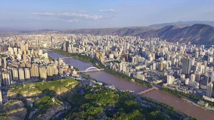 兰州城市黄河第一阁地标中山桥大景【组镜】