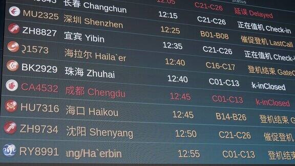 机场航班信息牌 智慧数显 旅行目的地