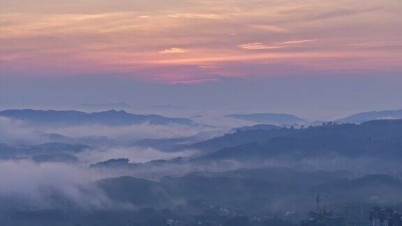 航拍夕阳云海山脉全景自然风光