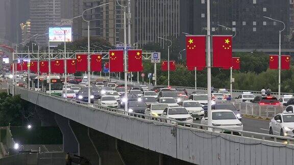武汉长江大桥二桥傍晚繁忙车流