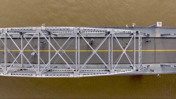 甘肃西北兰州市地标中山桥铁桥航拍大景