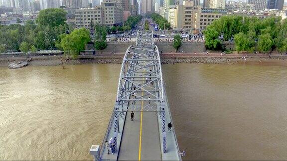 甘肃省兰州市城关区中山桥城市航拍