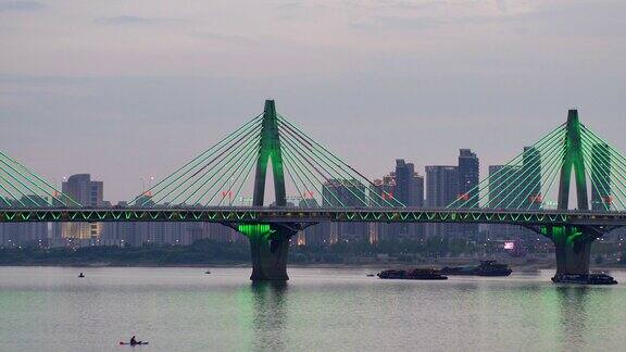 江河美景风光场景铁索桥城市组镜