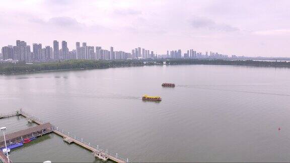 武汉东湖湖景航拍城市全景航拍
