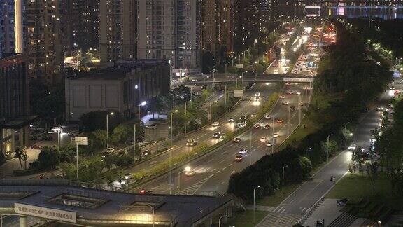 南方城市快速路夜晚高清航拍