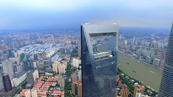 中国上海陆家嘴商业中心鸟瞰图