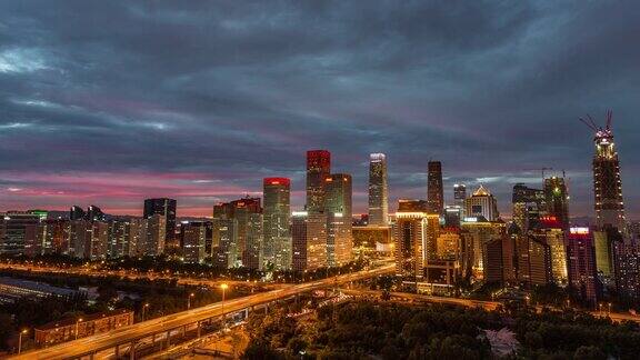 ZI北京中央商务区黎明黑夜到白天的过渡