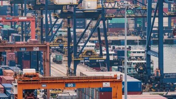 香港港口货物转运枢纽及货柜运输的时间推移