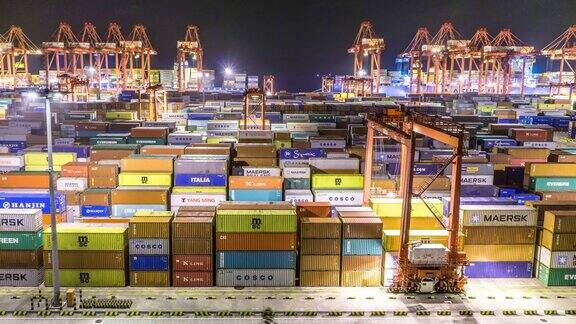装货物集装箱的商业码头时间流逝4k