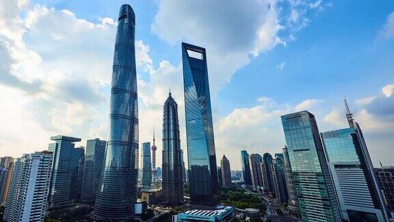4K:中国上海陆家嘴金融区日落
