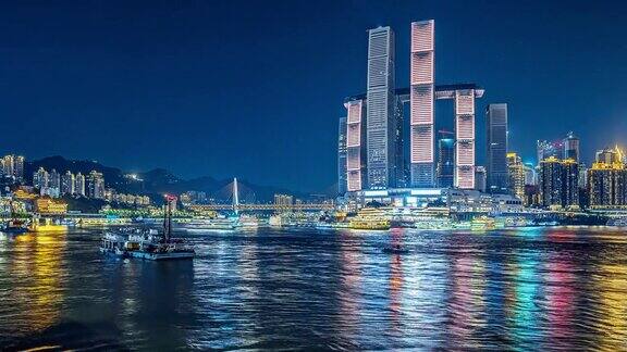 重庆城市著名建筑和河流的延时拍摄