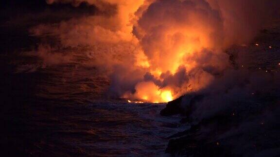 夏威夷活火山冒泡熔岩