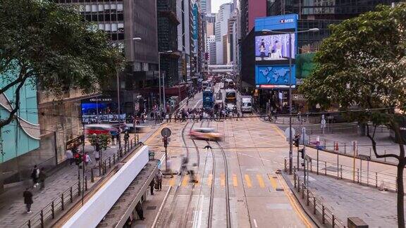 4K时光流逝:香港高峰时段的人群或行人