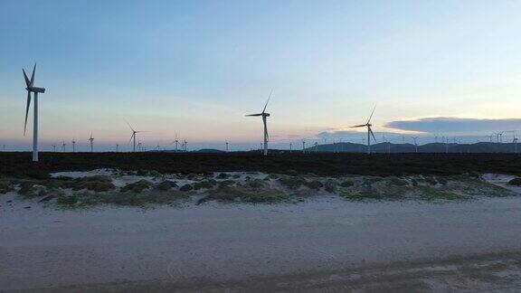 海滩上的风电场