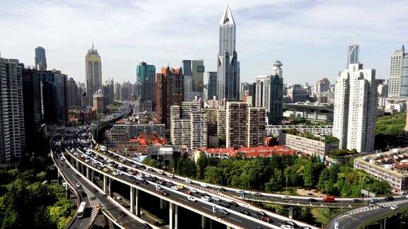 高角度的上海高速公路与交通